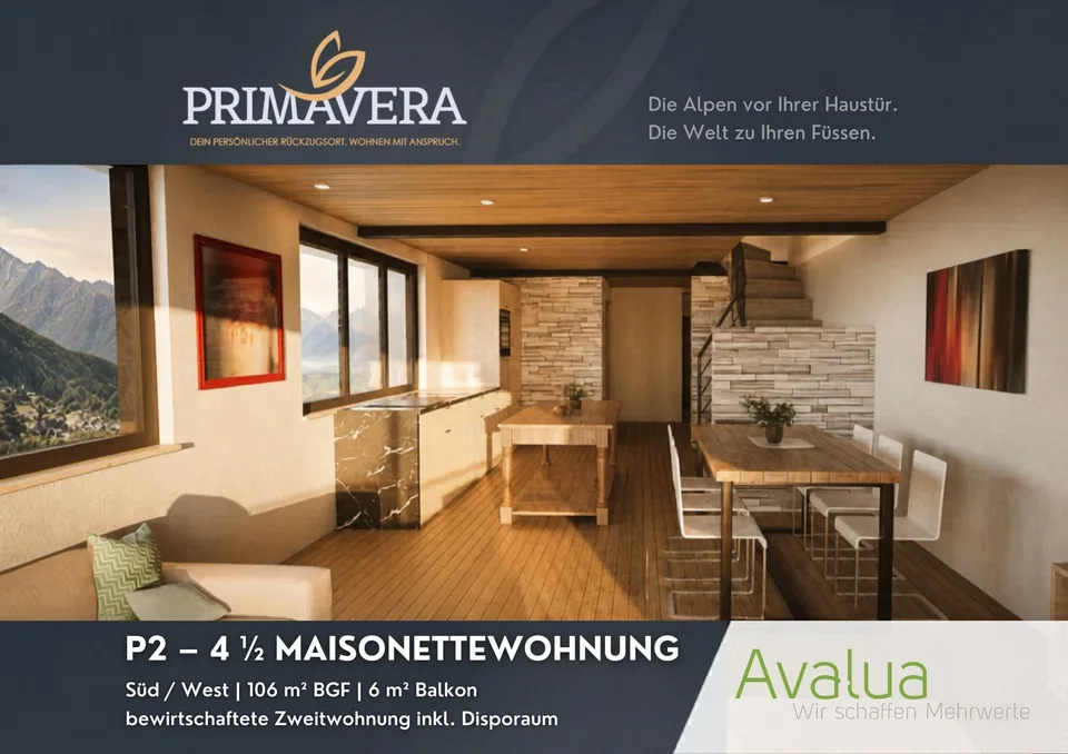 Bewirtschaftete 4.5-Zimmer-Maisonette-Zweitwohnung inkl. Disporaum in Saas-Grund – Neubau 2026