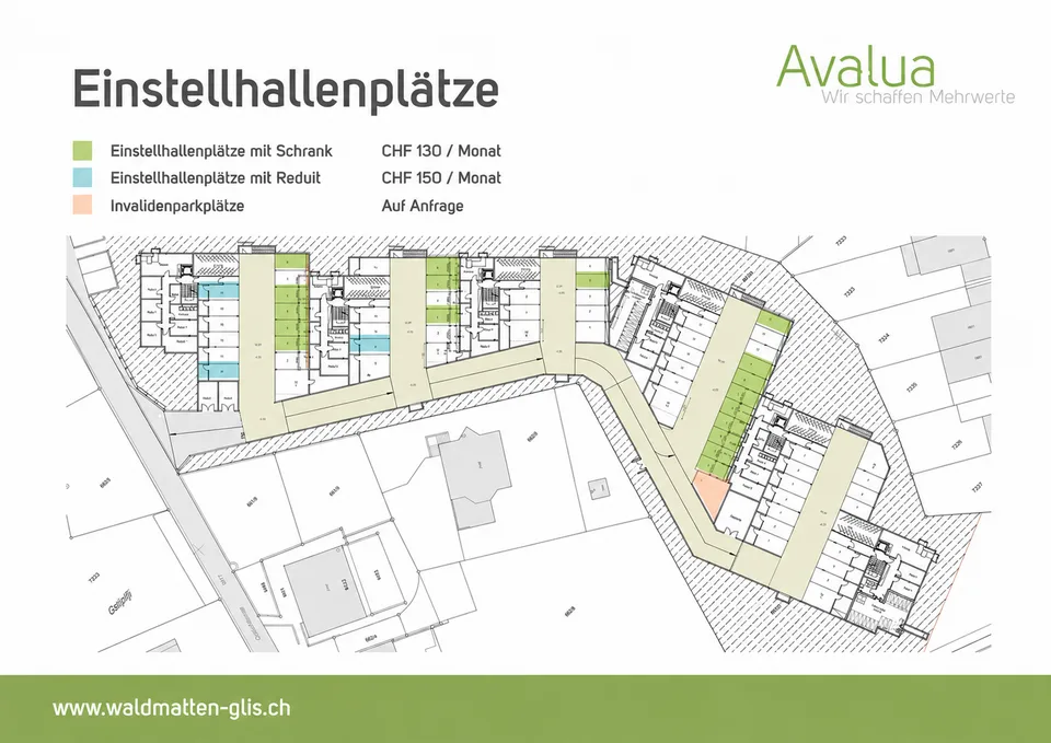 Einstellplätze mit dazugehörigem Schrank oder Reduit in Glis