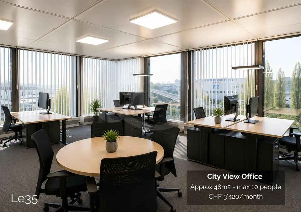 Route des Jeunes 35, Bureau avec vue sur la ville d'environ 48 m²