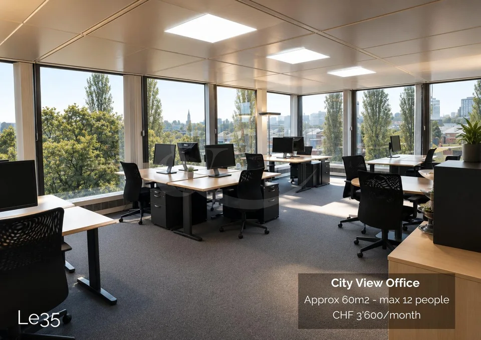 Route des Jeunes 35, Bureau avec vue sur la ville d'environ 60 m²