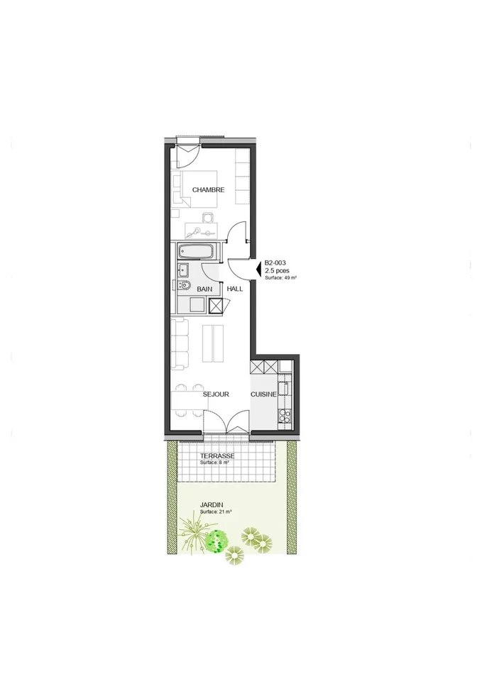 Denges town 2.5 rooms new with private garden