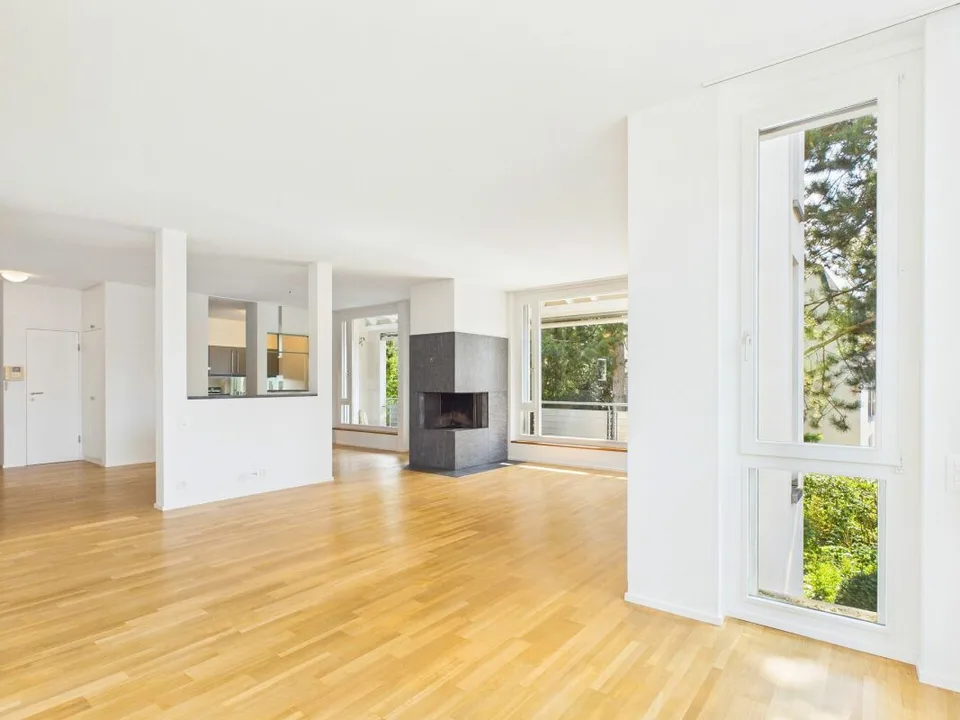 Vivere con stile su Bruderholz con camino, balcone, terrazza e giardino ornamentale