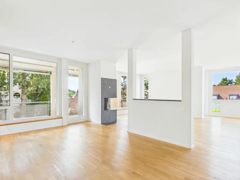 Vivere con stile su Bruderholz con camino, balcone, terrazza e giardino ornamentale