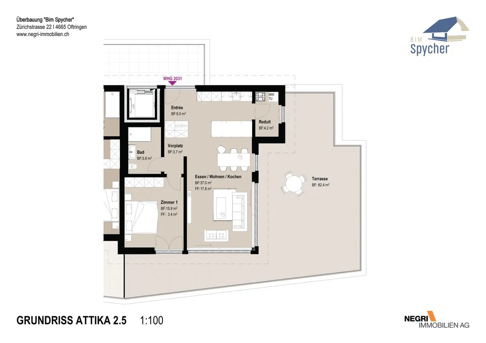 *** New Building *** Attractive 2.5 room attic apartment in owner-occupier standard with large terrace