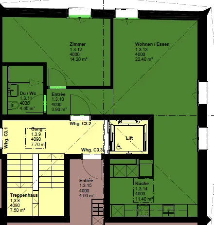 Appartement mansardé moderne 2½ pièces