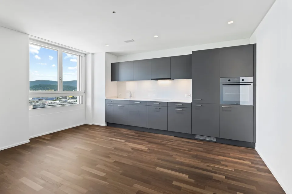 Au-dessus des toits de la vallée de la Limmat – Appartement exclusif de 2,5 pièces avec loggia et vue panoramique