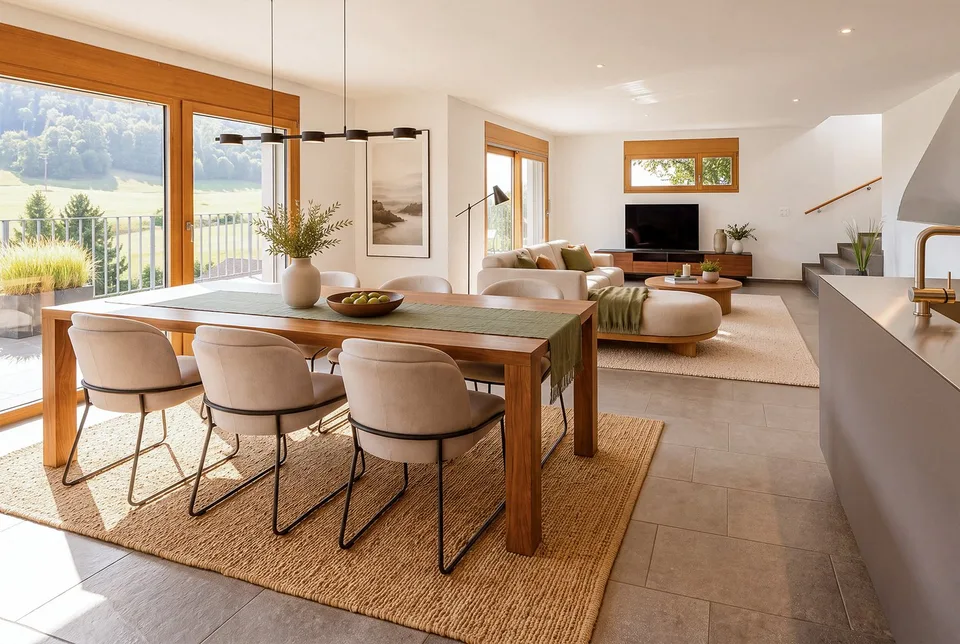 Sogno di casa moderna con terrazza da sogno in una posizione tranquilla