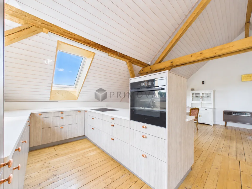 Maison mitoyenne modernisée avec vue panoramique, garage double et beaucoup d'espace