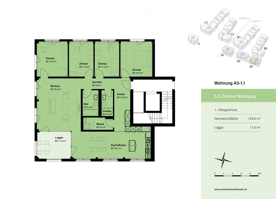 Premier occupant ! Appartement moderne et lumineux de 5,5 pièces avec loggia pratique – photo 6 sur 7
