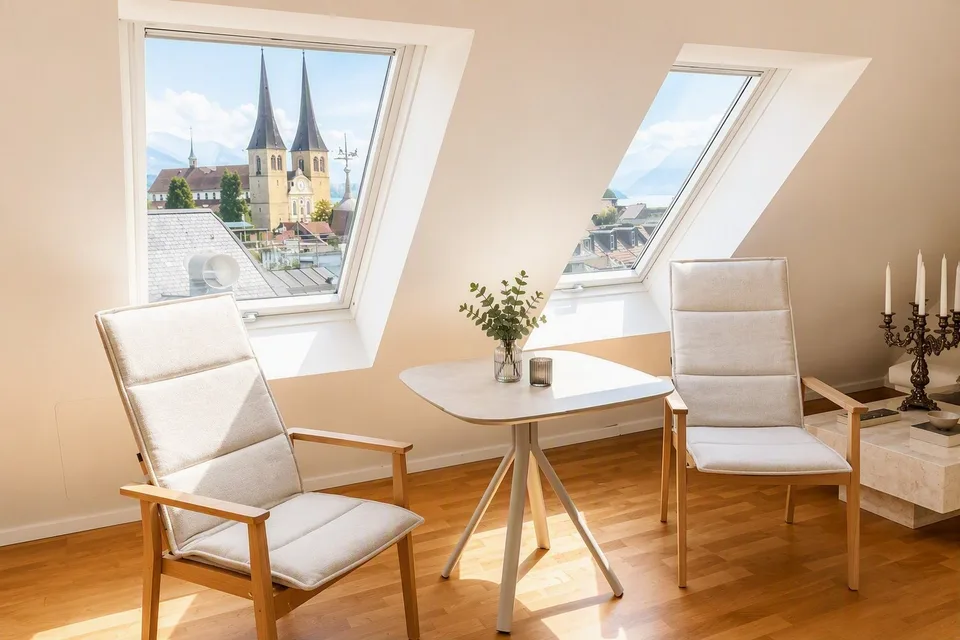 Wohnen über den Dächern des Löwen Center Luzern - Exklusive Maisonette-Attika Wohnung, 190m2