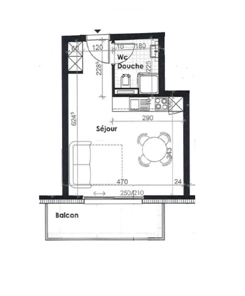 Studio entièrement meublé