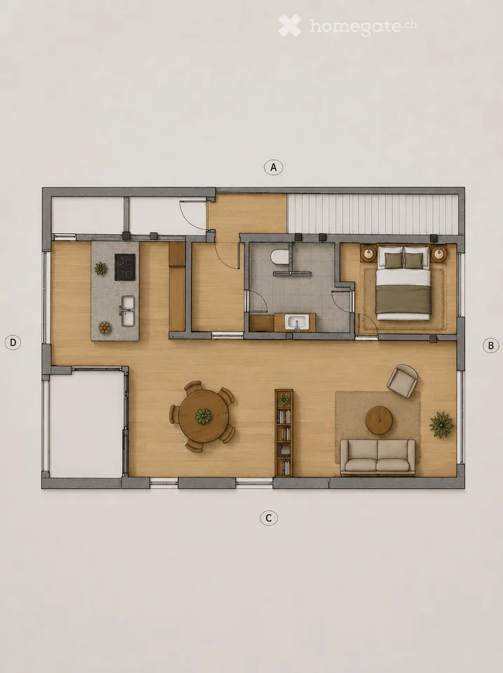 Appartamento loft di 2,5 locali con design d'interni di alta qualità in affitto (primo occupante)