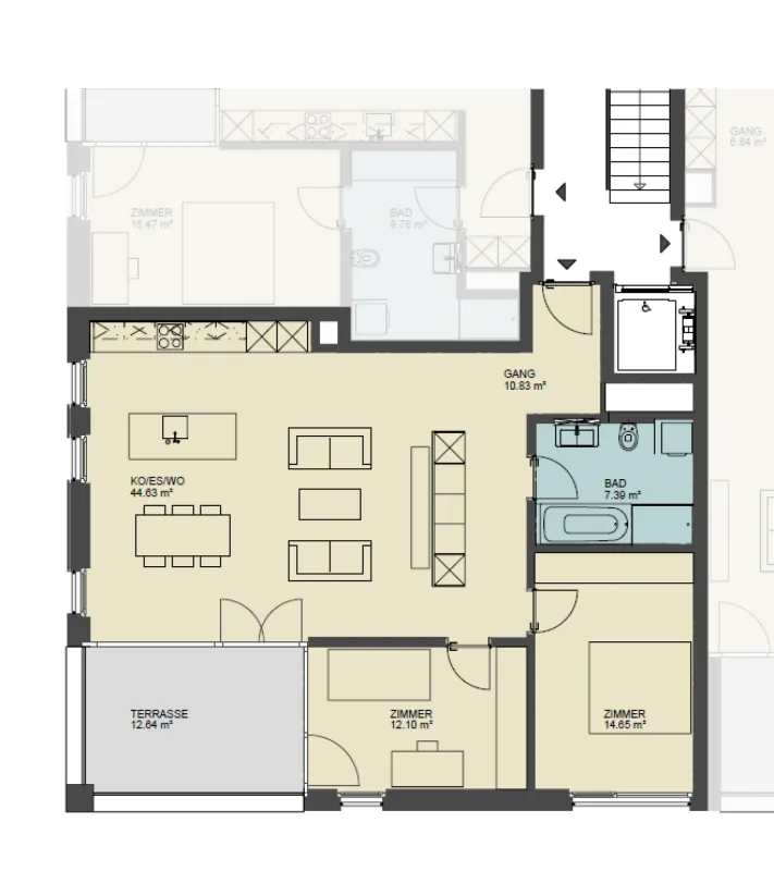 Appartement spacieux de 3,5 pièces sur la « Gartenstrasse » à Bad Ragaz à louer