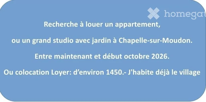 Recherche à Louer appartement à Chapelle-sur-Moudon, environ