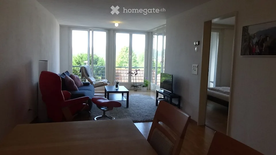 Incantevole grande appartamento 2.5 locali, 72m2, con balcone e bella vista nel centro. Trasporto pubblico: SBB 4 minuti.