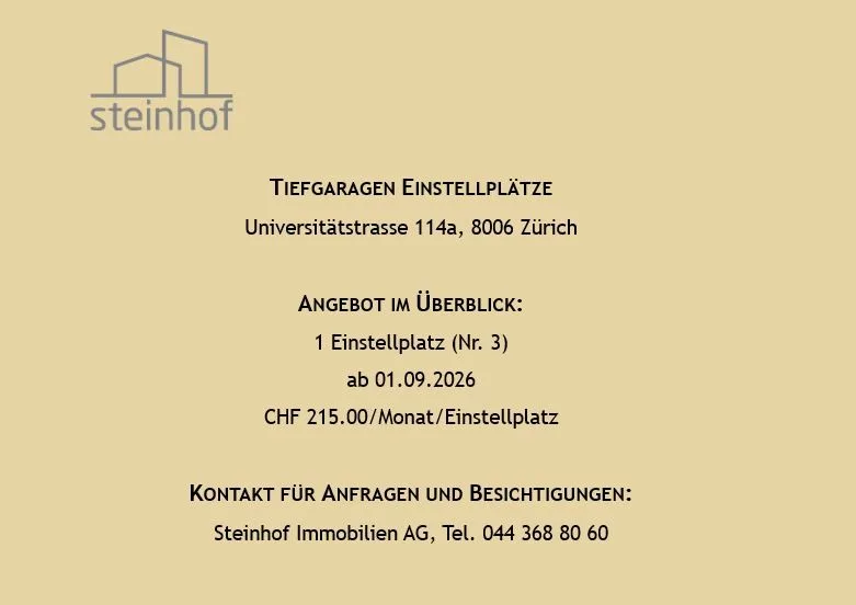 Einstellplätze beim Rigiplatz