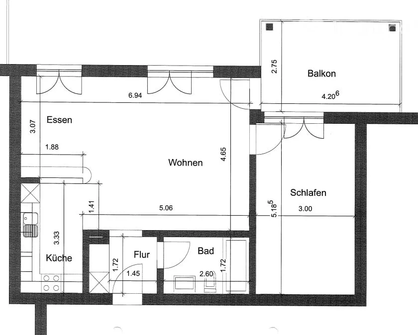 2.5 room apartment with plenty of light and greenery