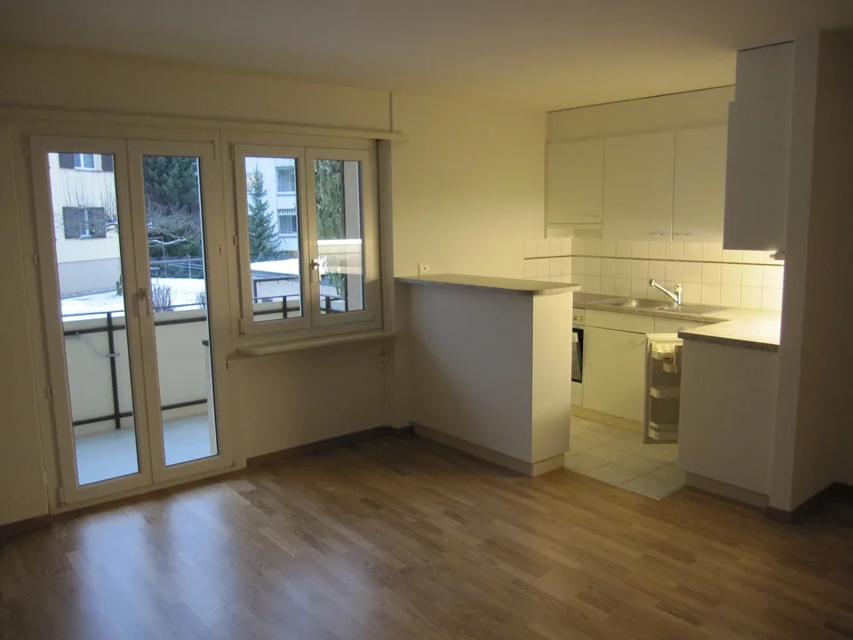 1-room apartment with balcony facing the garden