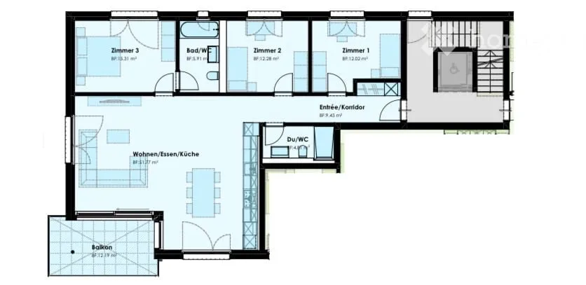 Appartement neuf de 4,5 pièces spacieux avec balcon et belle vue à Cazis