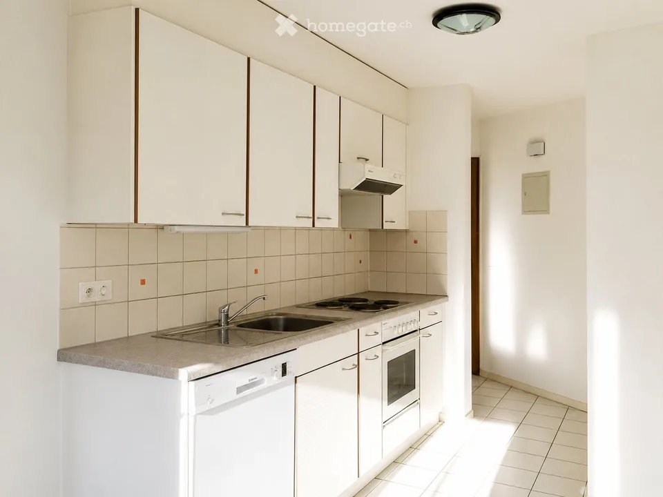 Appartamento di giardino attraente di 2,5 locali con vista sulla montagna a Vouvry