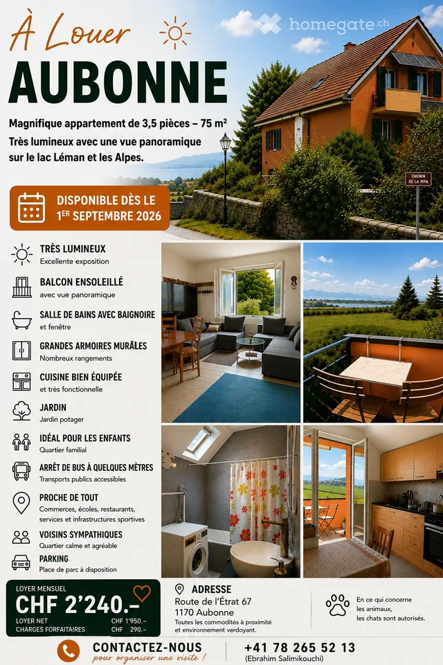 Appartement de 3,5 pièces avec vue panoramique