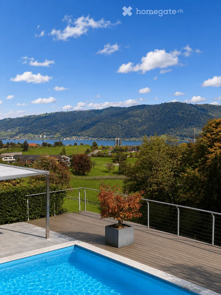 Einfamilienhaus mit Pool und Aussicht in Meierskappel