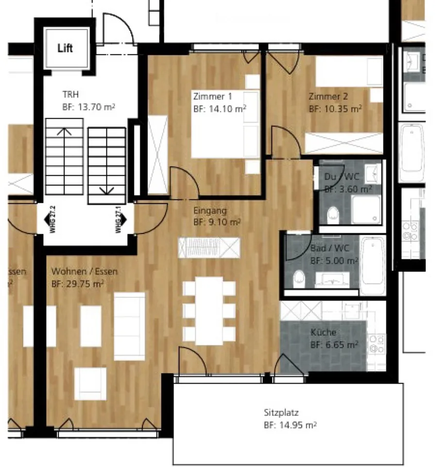 gepflegten 3.5-Zimmer-Wohnung
