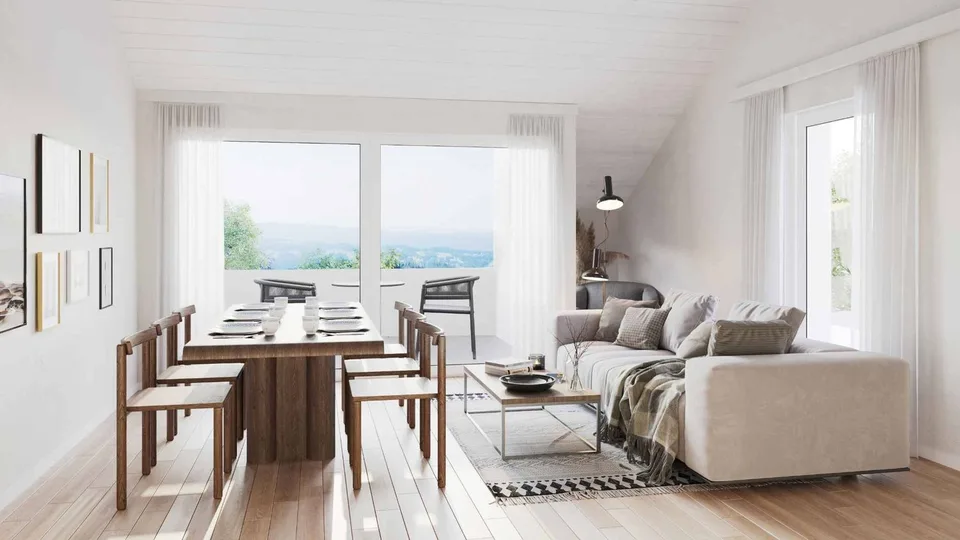 Dachwohnung mit 3.5 Zimmern und Blick auf den Jura