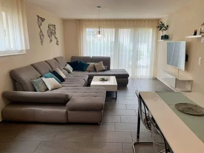 Modern living with garden seating area