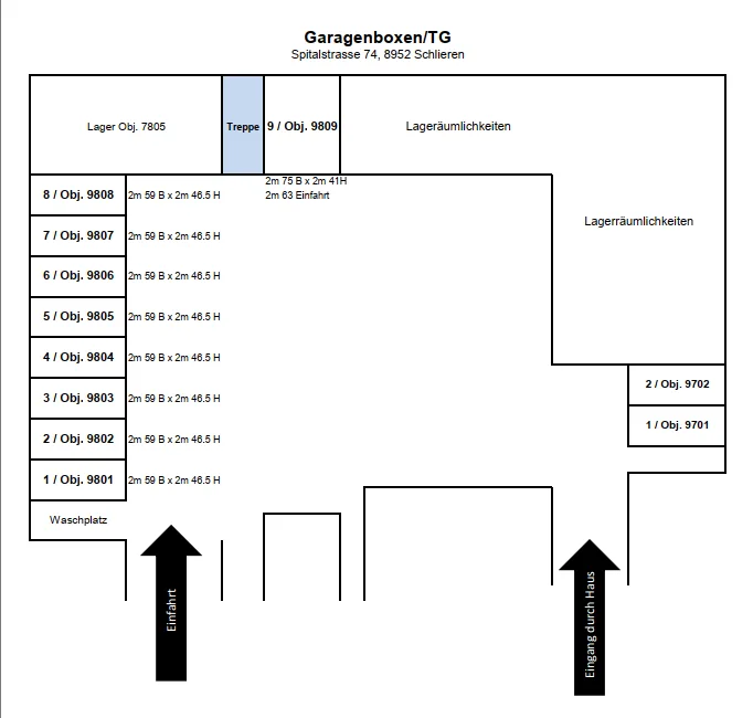 Garagenboxen an zentraler Lage in Schlieren zu vermieten