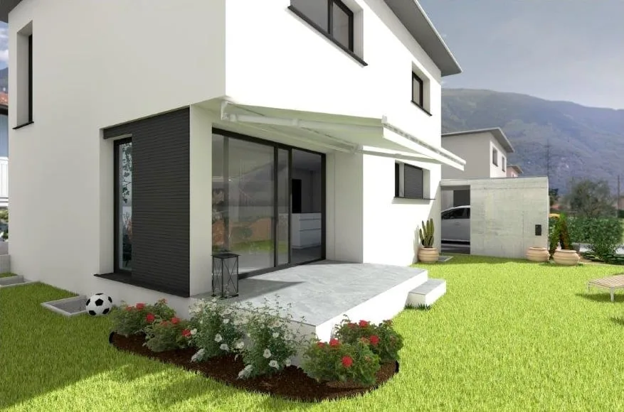 Detached house with garden and open view
