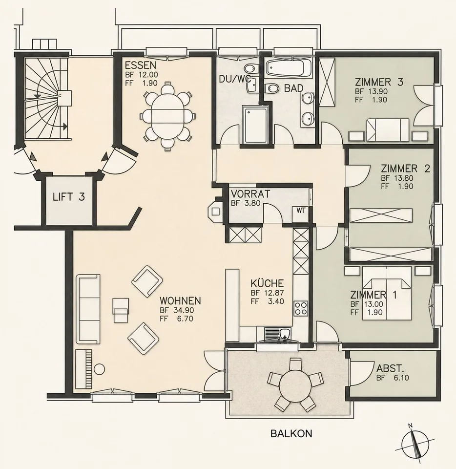 Helle 4.5-Zimmer-Wohnung mit Balkon und herrlicher Aussicht in Oberwil-Lieli