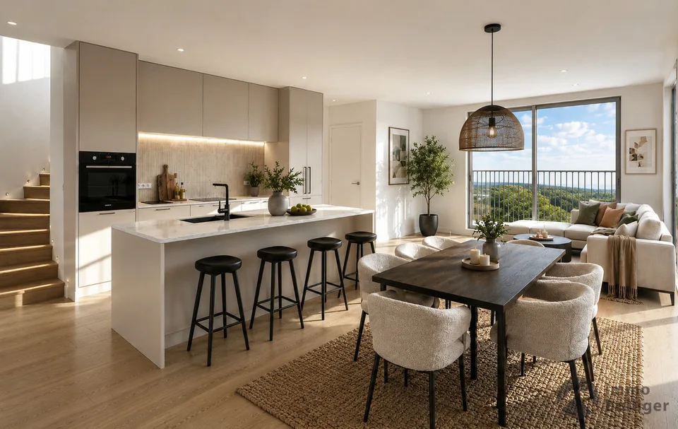 Habiter avec une vue dégagée - maison mitoyenne moderne à Holziken