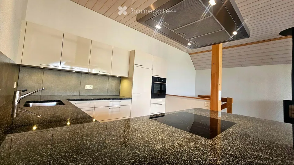 Modern 4.5-room maisonette apartment in a farmhouse with mountain panorama