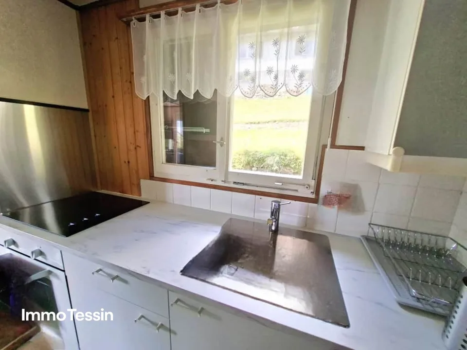 Cozy Ticino Rustico in a quiet location with fantastic mountain and valley views into the Blenio Valley