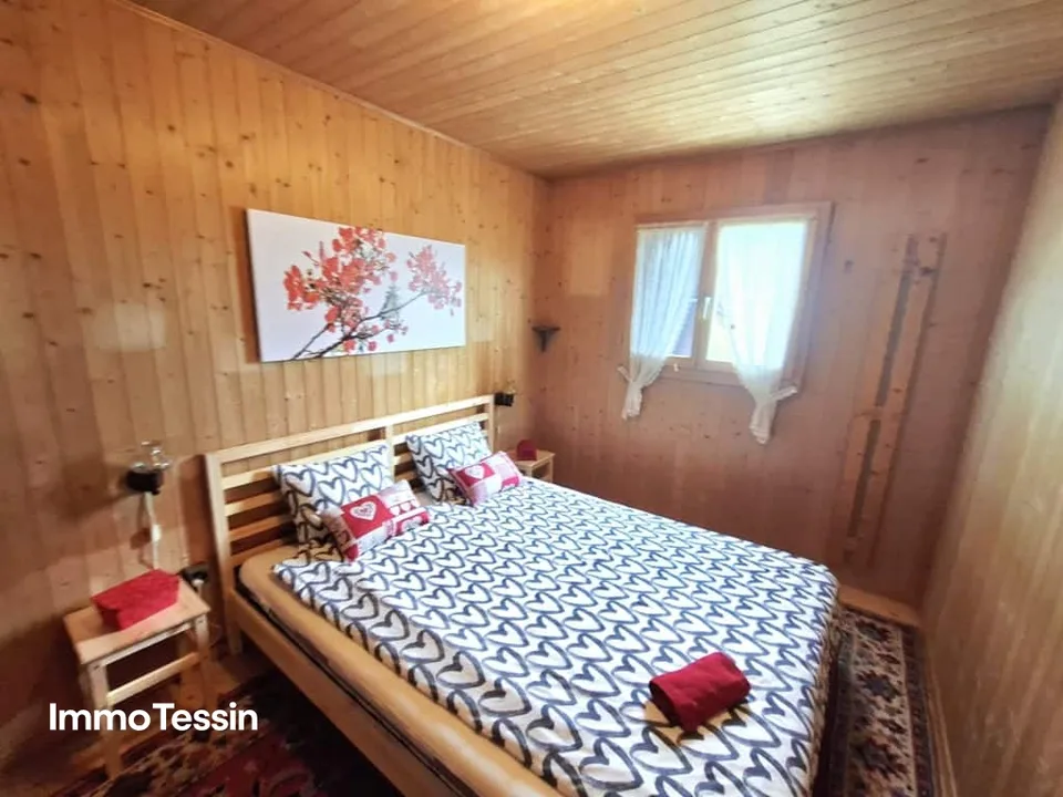 Cozy Ticino Rustico in a quiet location with fantastic mountain and valley views into the Blenio Valley