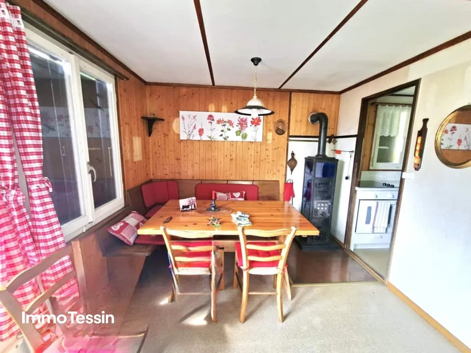 Cozy Ticino Rustico in a quiet location with fantastic mountain and valley views into the Blenio Valley