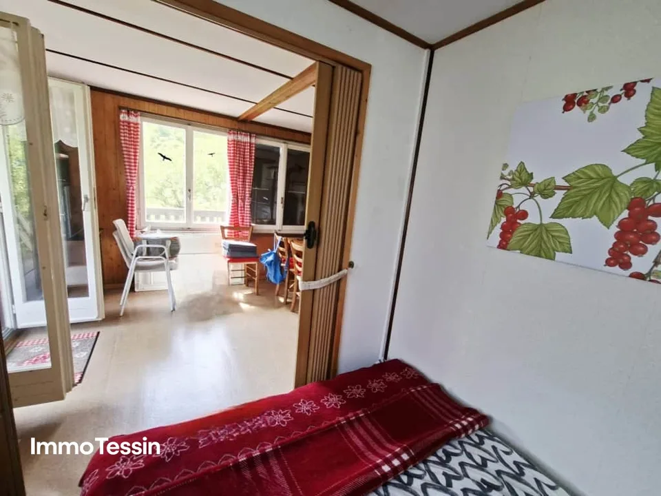 Cozy Ticino Rustico in a quiet location with fantastic mountain and valley views into the Blenio Valley