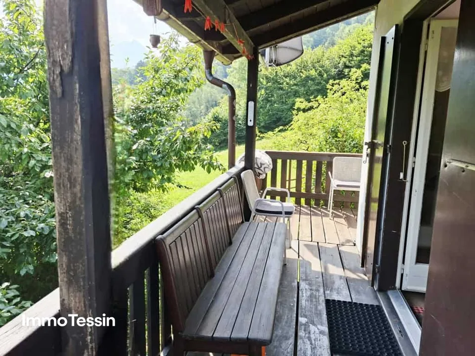 Cozy Ticino Rustico in a quiet location with fantastic mountain and valley views into the Blenio Valley