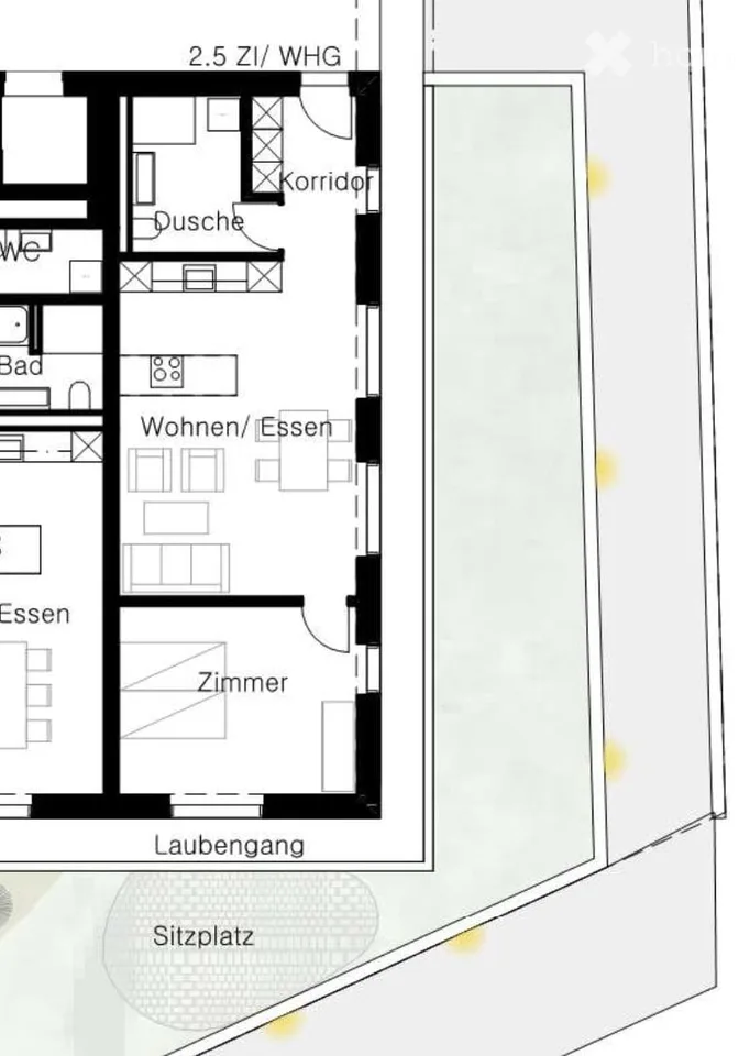 Sehr schöne praktische 2.5 Zimmerwohnung im Erdgeschoss