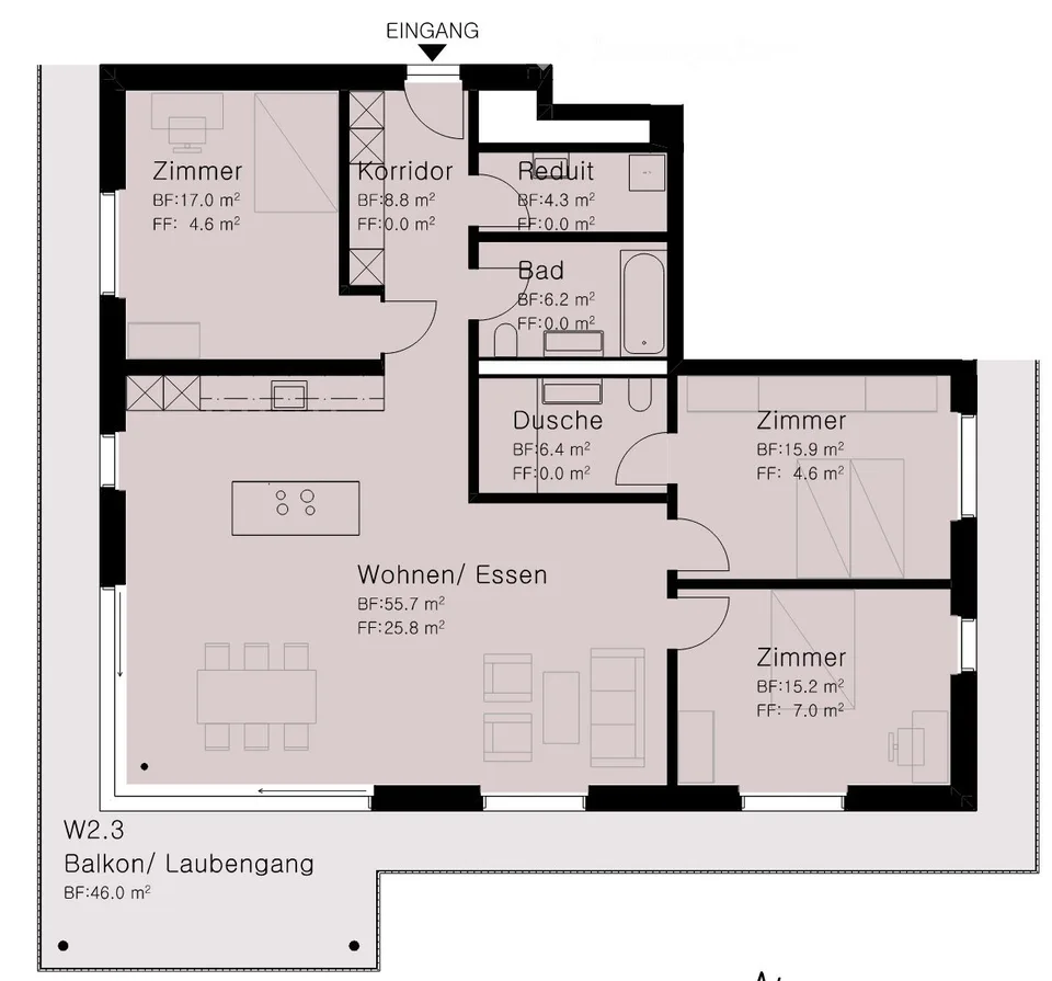 Grosszügige und moderne 4.5 Zimmerwohnung im 1. Obergeschoss