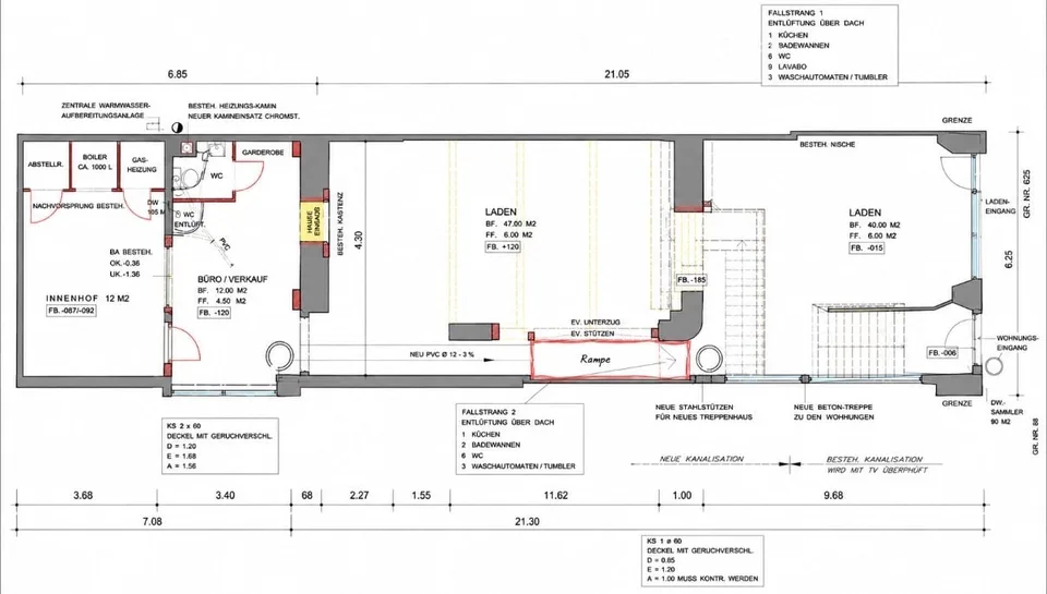 115 m² commercial space with large shop window in the old town