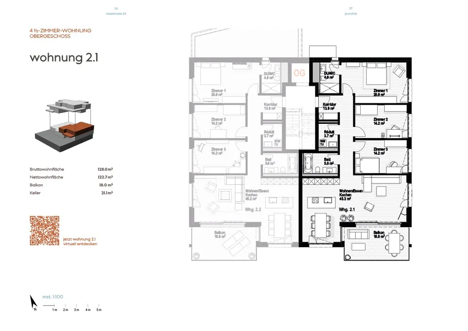 Appartamento nuovo di 4,5 locali, 1° piano, 128m2 di superficie abitabile, posizione centrale, con una meravigliosa vista sul lago