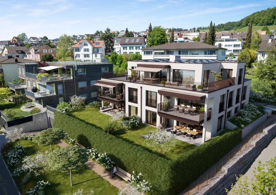 Neubau 4.5-Zimmer Attikawohnung, 148m2 Wohnfläche, zentrumsnahe Lage, wunderbare Seesicht
