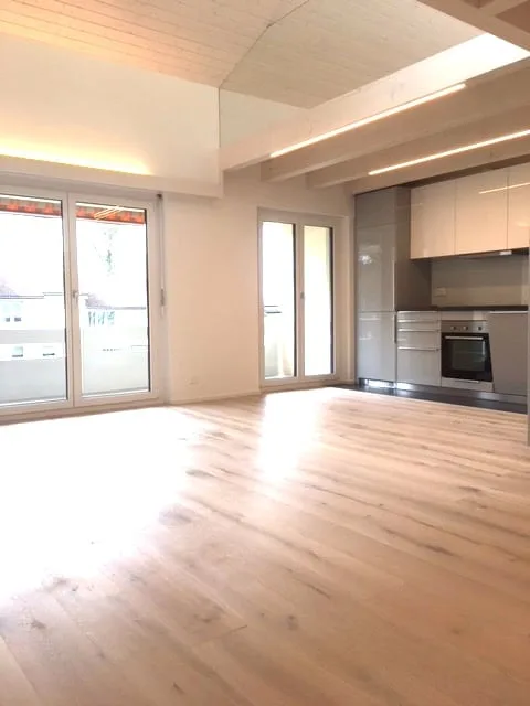 Appartement mansarde lumineux et calme de 3 pièces avec balcon, vue sur le lac inclus garage