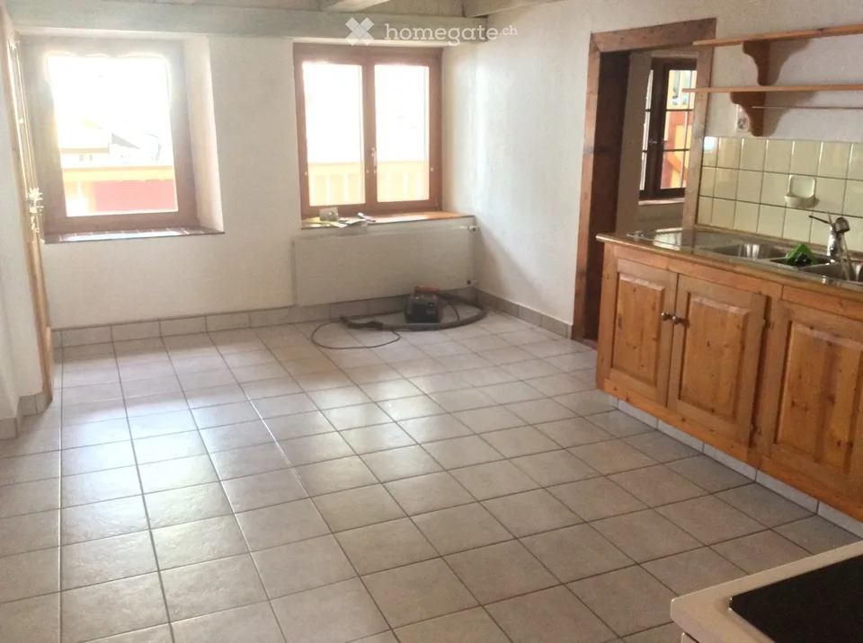 Grand appartement en vieille construction, ensoleillé avec poêle en faïence