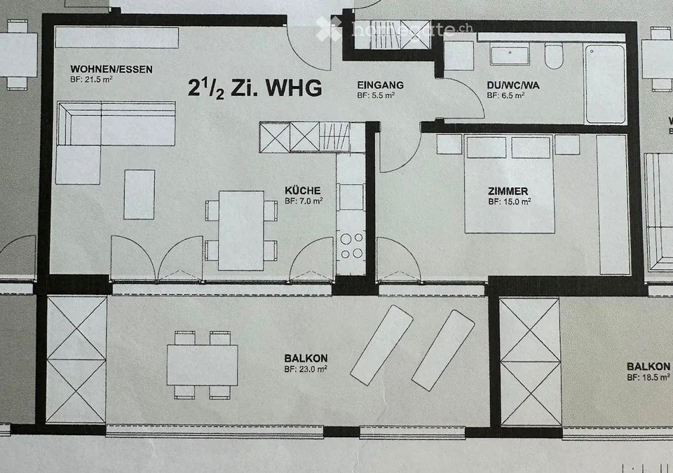 Moderne 2.5-Zimmer-Wohnung  im 2. Obergeschoss an zentraler Lage in Kriens