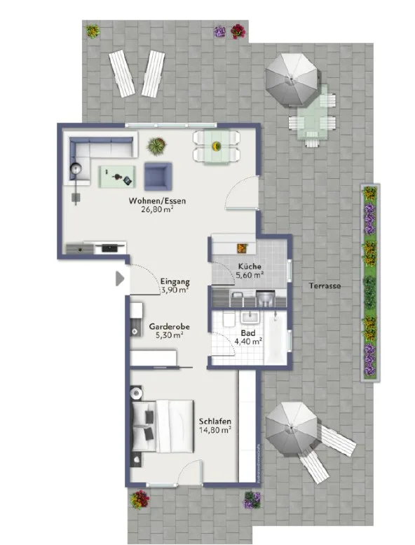 Charmant 2½-pièces en attique avec grande terrasse & vue panoramique à Grub AR