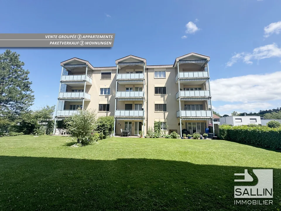 Vente de 3 appartements, 2x 5 pièces et  4 pces + 3 place de parc int.