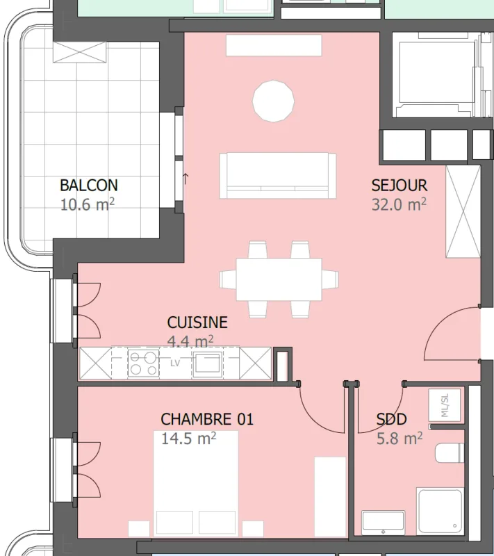 Prairie 5 - Appartement 2.5 pièces au 4ème étage